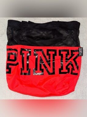 Pink Coral and Black Tote Bag 16x16x4